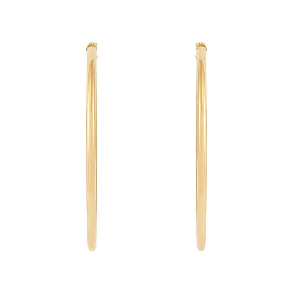 Yellow Gold Polished 2 x 50 mm Tube Hoops Image 2 SVS Fine Jewelry Oceanside, NY