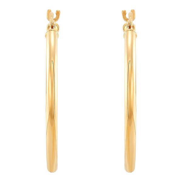 Yellow Gold Tube Hoops - 25mm Image 2 SVS Fine Jewelry Oceanside, NY