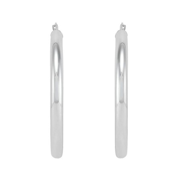 White Gold Polished 5 x 50 mm Tube Hoops Image 2 SVS Fine Jewelry Oceanside, NY