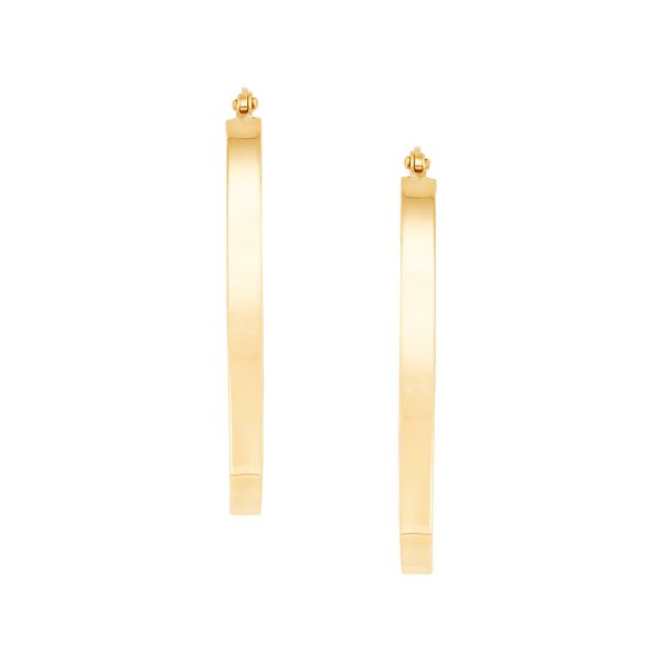 Yellow Gold Polished Square Tube Oval Hoops Image 2 SVS Fine Jewelry Oceanside, NY
