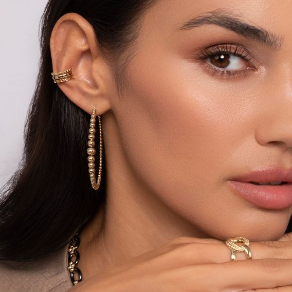 Gabriel & Co. Bujukan Yellow Gold 50 mm Hoop Earrings Image 2 SVS Fine Jewelry Oceanside, NY