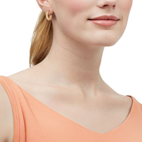 Yellow Gold Polished 5 mm Tubogas 3/4 Hoops Image 2 SVS Fine Jewelry Oceanside, NY