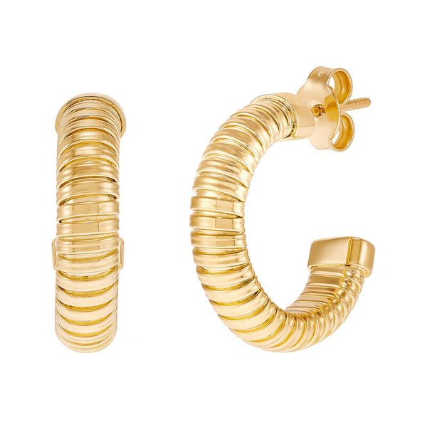 Yellow Gold Polished 5 mm Tubogas 3/4 Hoops SVS Fine Jewelry Oceanside, NY