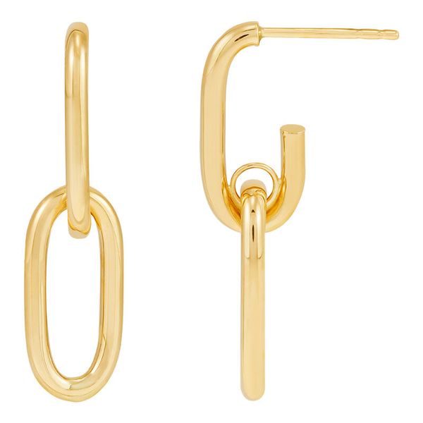 Yellow Gold Polished Doorknocker Oval Drop Earrings Image 2 SVS Fine Jewelry Oceanside, NY