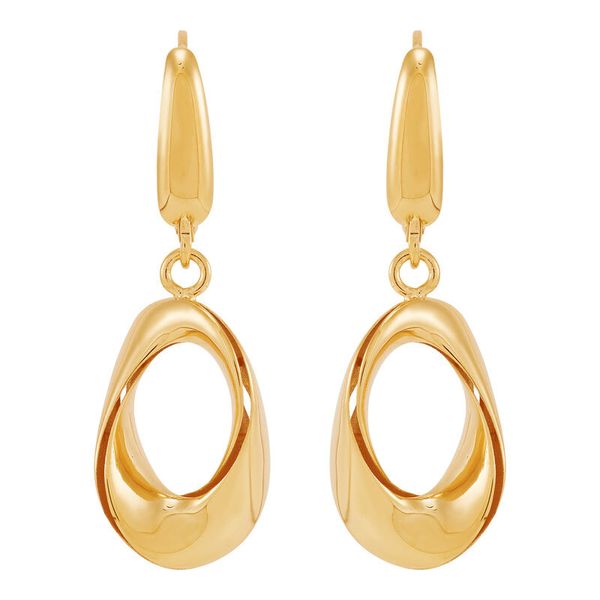 Yellow Gold Polished Elongated Teardrop Earrings SVS Fine Jewelry Oceanside, NY