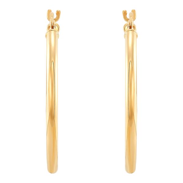 Yellow Gold Tube Hoops - 25mm Image 2 SVS Fine Jewelry Oceanside, NY