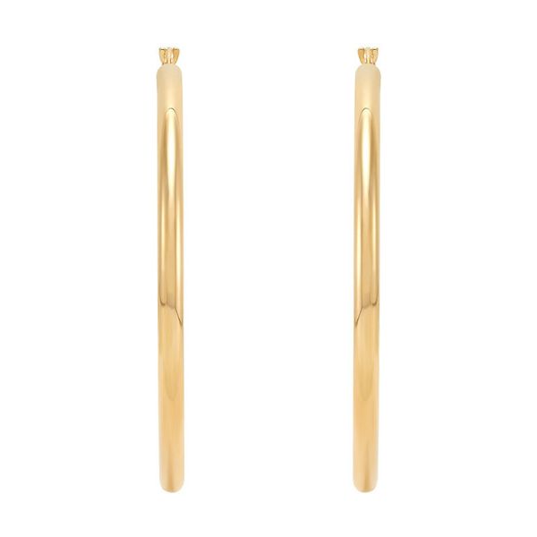 Yellow Gold Polished 3 x 50 mm Tube Hoops Image 2 SVS Fine Jewelry Oceanside, NY