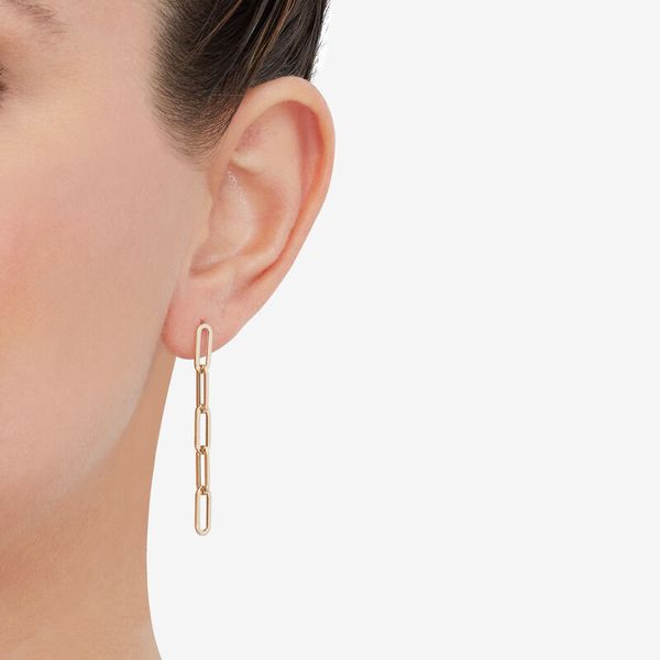Yellow Gold Polished Hollow Paperclip Dangle Earrings Image 2 SVS Fine Jewelry Oceanside, NY