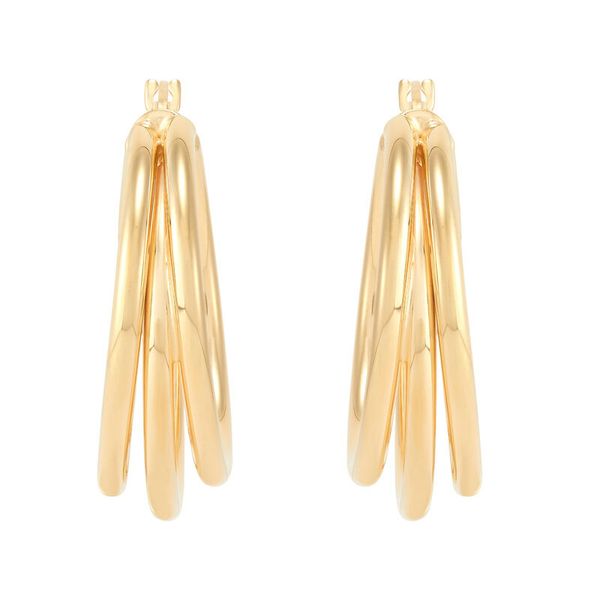 Yellow Gold Polished Triple Split Row Tube Hoops Image 2 SVS Fine Jewelry Oceanside, NY