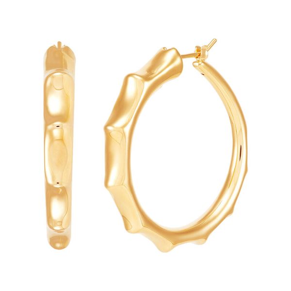 Yellow Gold Polished Octagon Cape Electroform Hoops SVS Fine Jewelry Oceanside, NY