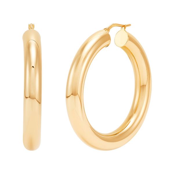 Yellow Gold Polished 5 x 29 mm Tube Hoops SVS Fine Jewelry Oceanside, NY
