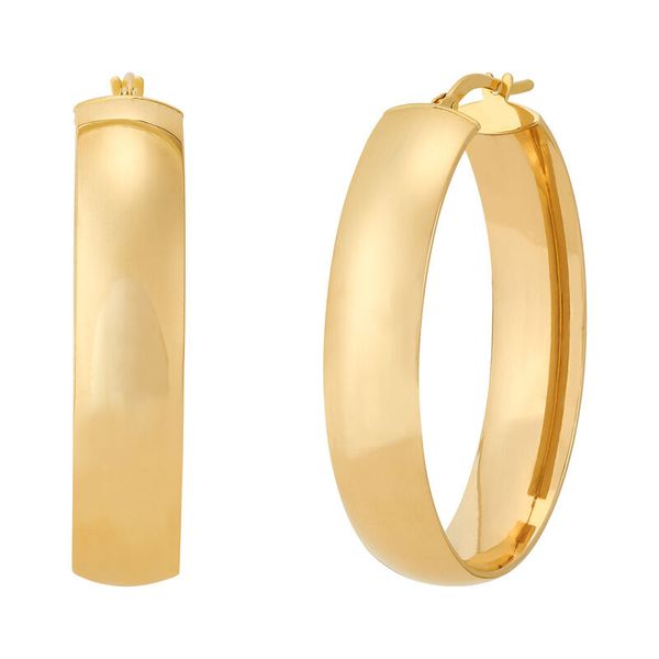 Yellow Gold Polished Oval Tube Hoops SVS Fine Jewelry Oceanside, NY