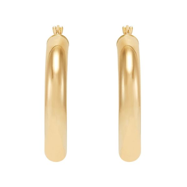 Yellow Gold Polished 6 x 42 mm Tube Hoops Image 2 SVS Fine Jewelry Oceanside, NY