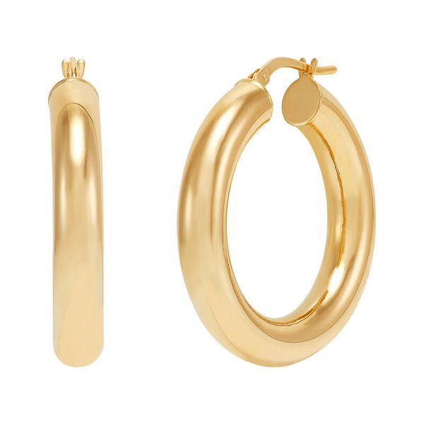 Yellow Gold Polished 6 x 42 mm Tube Hoops SVS Fine Jewelry Oceanside, NY