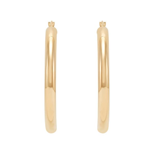 Yellow Gold Polished 4 x 37 mm Tube Hoops Image 2 SVS Fine Jewelry Oceanside, NY