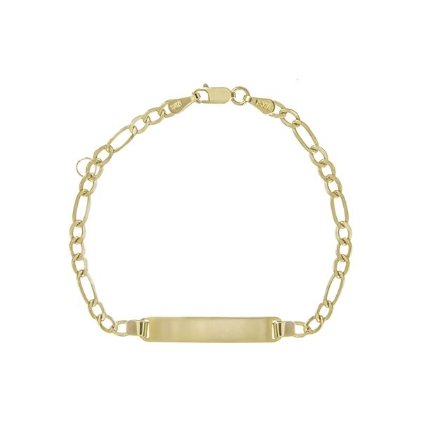 Yellow Gold Children's ID Bracelet With Figaro Chain SVS Fine Jewelry Oceanside, NY