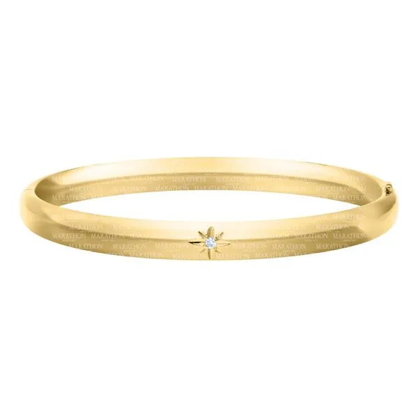 Diamond Stars Bangle Bracelet, 14K Yellow Gold