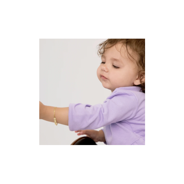 Children's Yellow Gold Figaro Engravable ID Bracelet Image 2 SVS Fine Jewelry Oceanside, NY