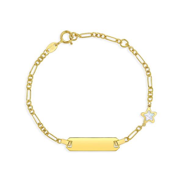 Children's Yellow Gold Star Engravable ID Bracelet SVS Fine Jewelry Oceanside, NY