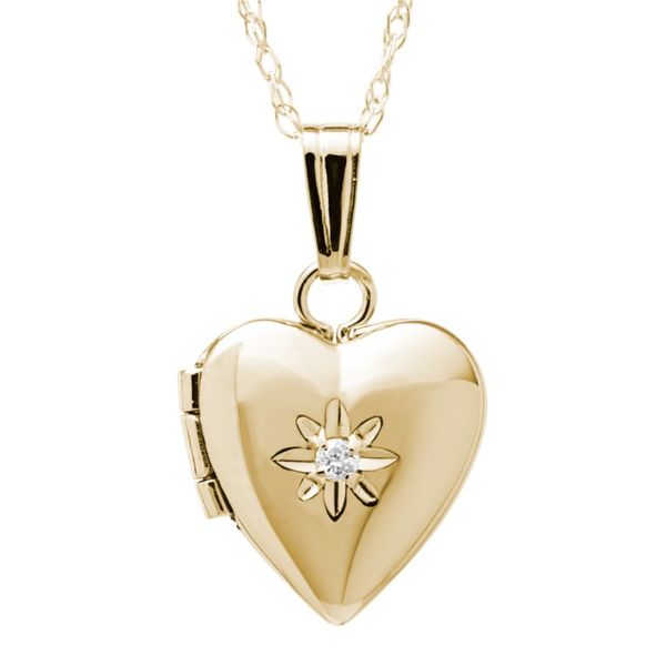 Kiddie Kraft Yellow Gold Diamond Heart Locket SVS Fine Jewelry Oceanside, NY
