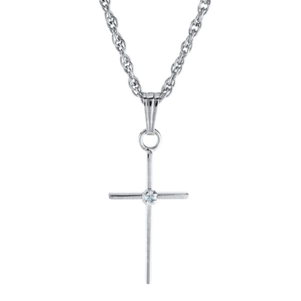 Kiddie Kraft 14K White Gold Cross .02ct, 15