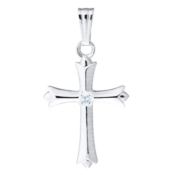 Kiddie Kraft 14K White Gold and Diamond Cross, .02ct, 15