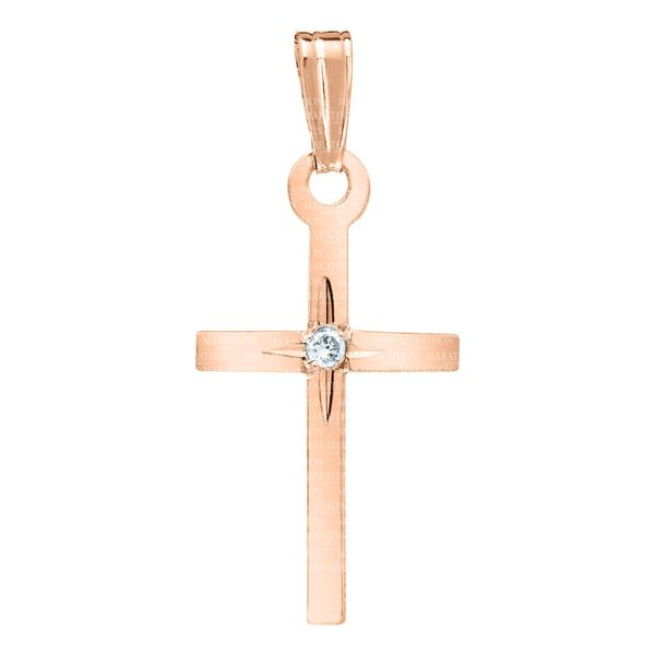 Kiddie Kraft 14K Rose Gold Cross, .01ct, 15