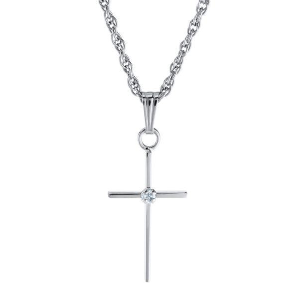 Kiddie Kraft White Gold Cross, 0.02ct, 15