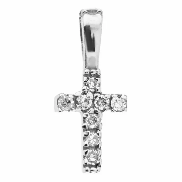 Kiddie Kraft White Gold Diamond Cross, 0.04Cttw, 15