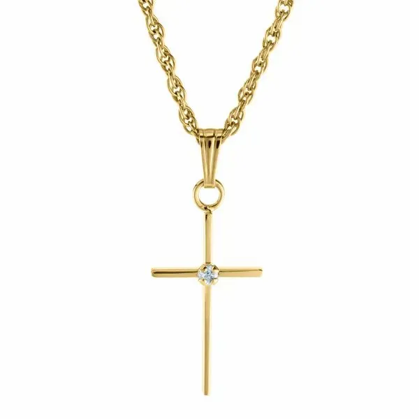 Kiddie Kraft Yellow Gold Diamond Cross, 0.02Ct, 15