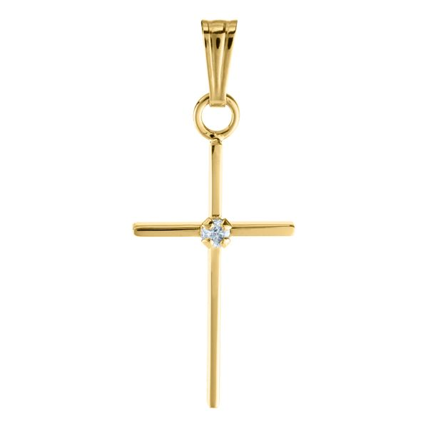 Kiddie Kraft Yellow Gold Diamond Cross, 0.02Ct, 15