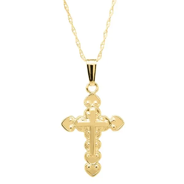 Kiddie Kraft Yellow Gold Filigree Edge Cross, 15