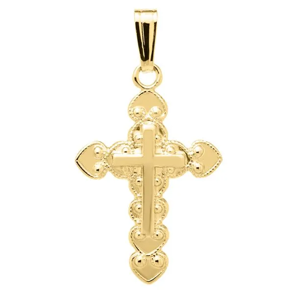 Kiddie Kraft Yellow Gold Filigree Edge Cross, 15