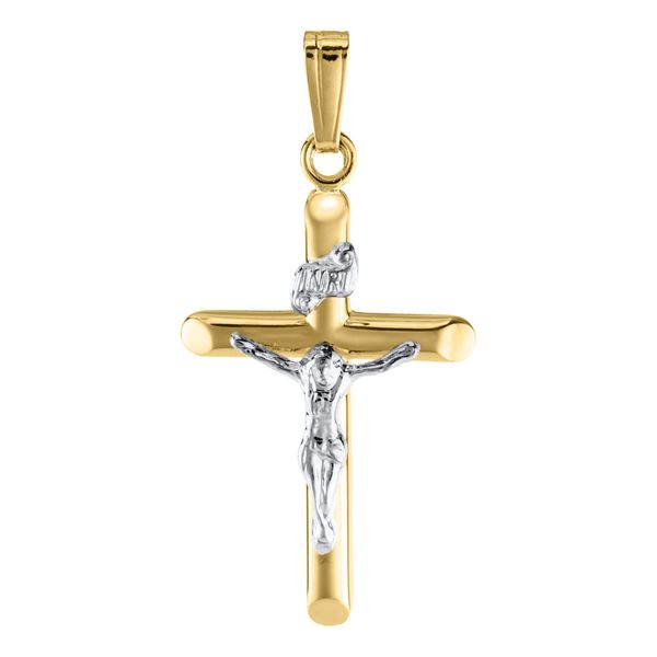 Kiddie Kraft Two-Tone Yellow and White Gold Crucifix Image 2 SVS Fine Jewelry Oceanside, NY