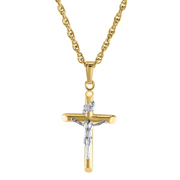 Kiddie Kraft Two-Tone Yellow and White Gold Crucifix SVS Fine Jewelry Oceanside, NY