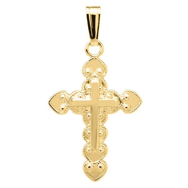 Kiddie Kraft Yellow Gold Filigree Edge Cross, 15