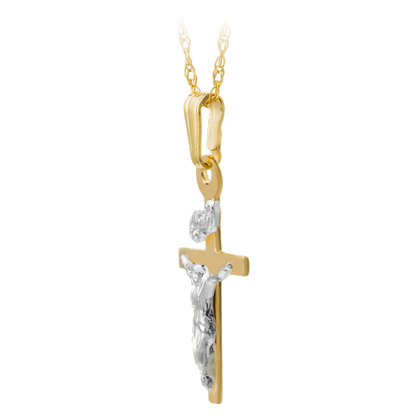 Kiddie Kraft Yellow & White Gold Crucifix, 15