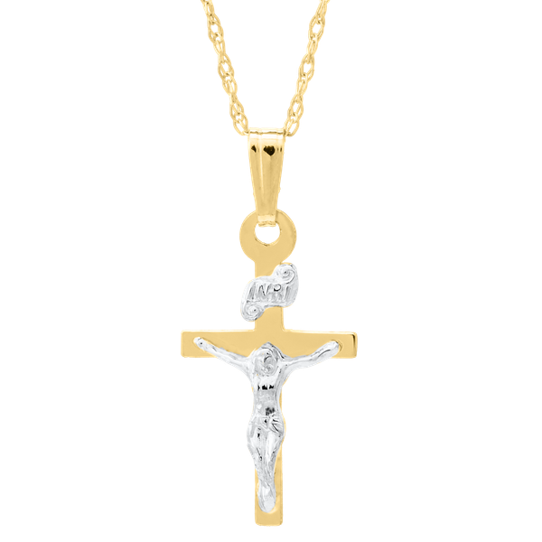 Kiddie Kraft Yellow & White Gold Crucifix, 15