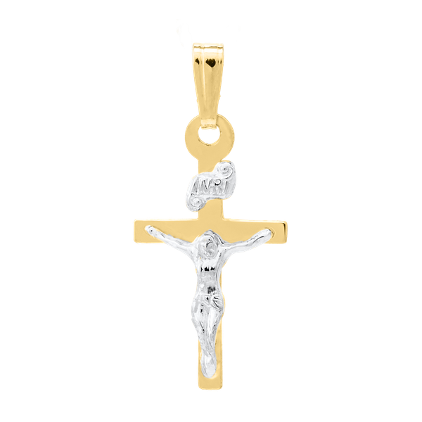 Kiddie Kraft Yellow & White Gold Crucifix, 15