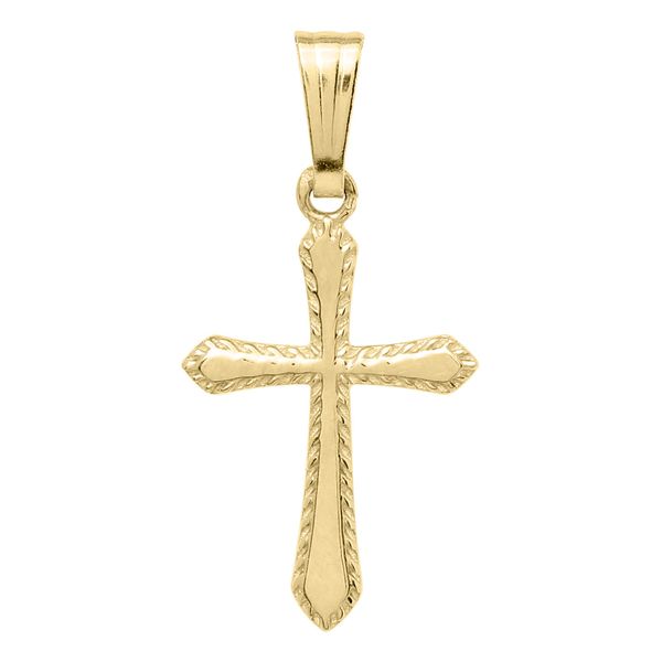 Kiddie Kraft 14K Gold Children's Rope Edge Cross Necklace, alternate view