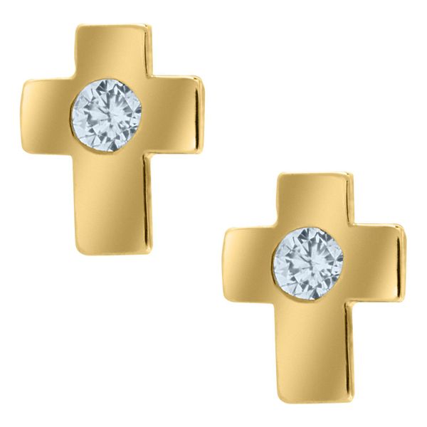 Kiddie Kraft 14K Yellow Gold Cross Earrings SVS Fine Jewelry Oceanside, NY
