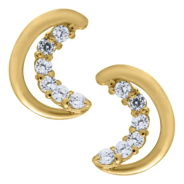 Kiddie Kraft 14K Yellow Gold Crescent Moon Earrings SVS Fine Jewelry Oceanside, NY