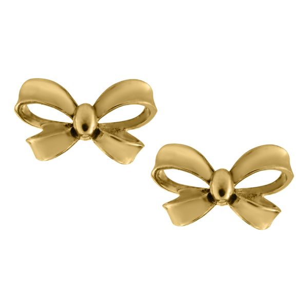 Kiddie Kraft 14K Yellow Gold Bow Earrings SVS Fine Jewelry Oceanside, NY