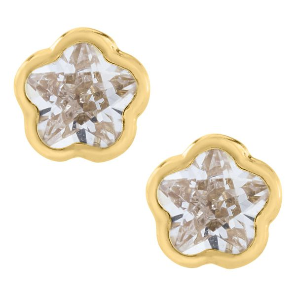 Kiddie Kraft Yellow Gold CZ Earrings SVS Fine Jewelry Oceanside, NY