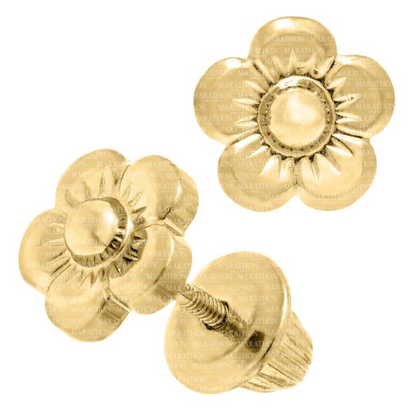 Kiddie Kraft 14K Yellow Gold Flower Earrings Image 2 SVS Fine Jewelry Oceanside, NY
