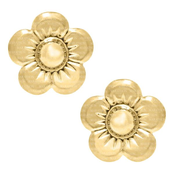 Kiddie Kraft 14K Yellow Gold Flower Earrings SVS Fine Jewelry Oceanside, NY