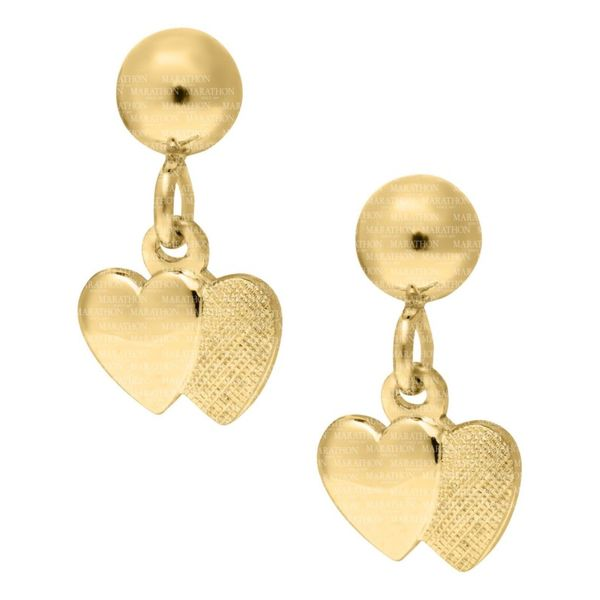 Kiddie Kraft 14K Yellow Gold Heart Drop Earrings SVS Fine Jewelry Oceanside, NY