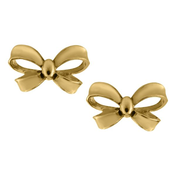 Kiddie Kraft 14K Yellow Gold Screwback Bow Earrings SVS Fine Jewelry Oceanside, NY