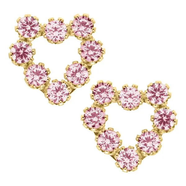 Kiddie Kraft 14K Yellow Gold & Pink CZ Heart Earrings SVS Fine Jewelry Oceanside, NY