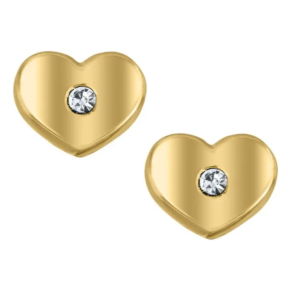 Kiddie Kraft 14K Yellow Gold & CZ Heart Earrings SVS Fine Jewelry Oceanside, NY